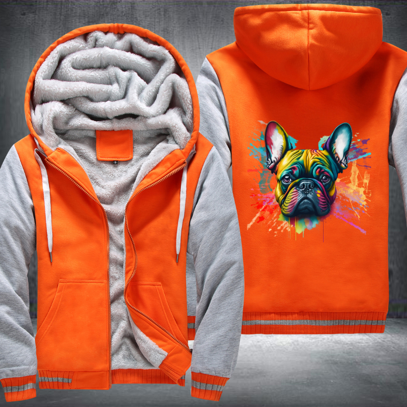 Rainbow French Bulldog Watercolour Fleece Hoodies Jacket