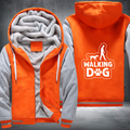 walking dog Fleece Hoodies Jacket