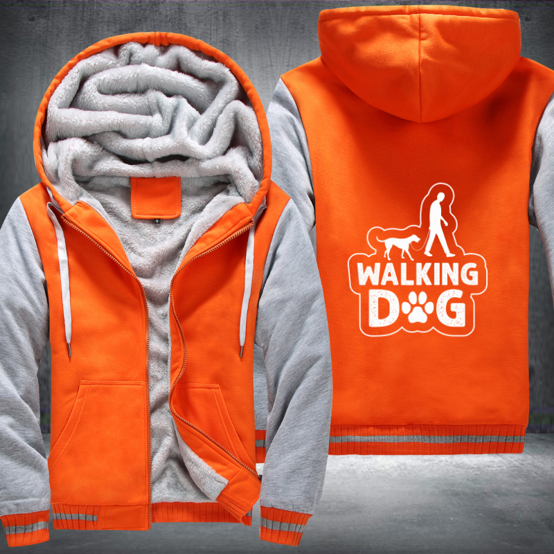 walking dog Fleece Hoodies Jacket