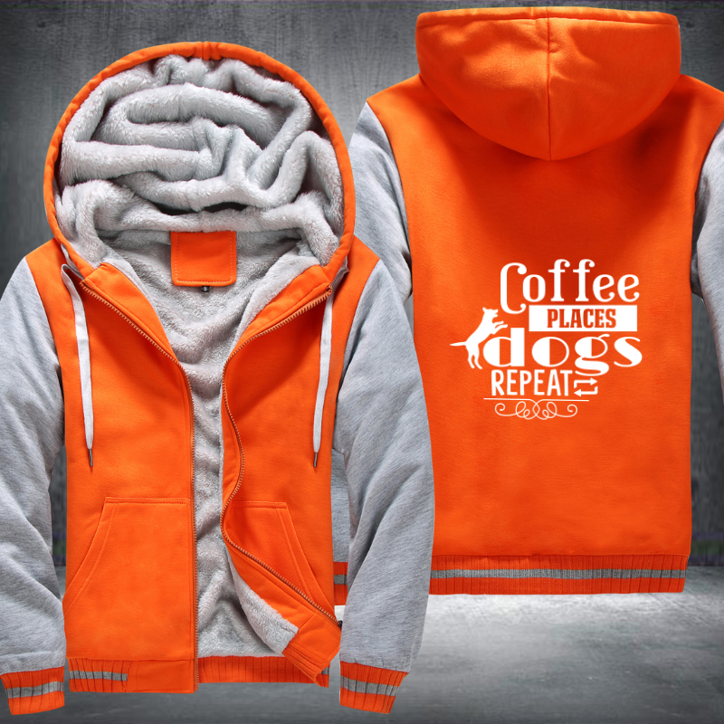 coffee places dogs repeat design Fleece Hoodies Jacket