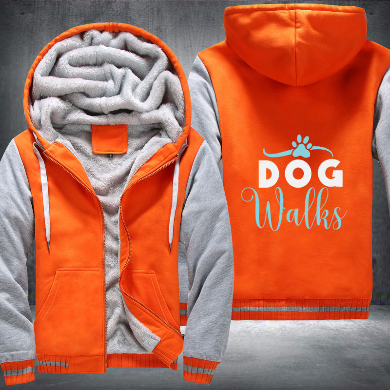 dog walks Fleece Hoodies Jacket