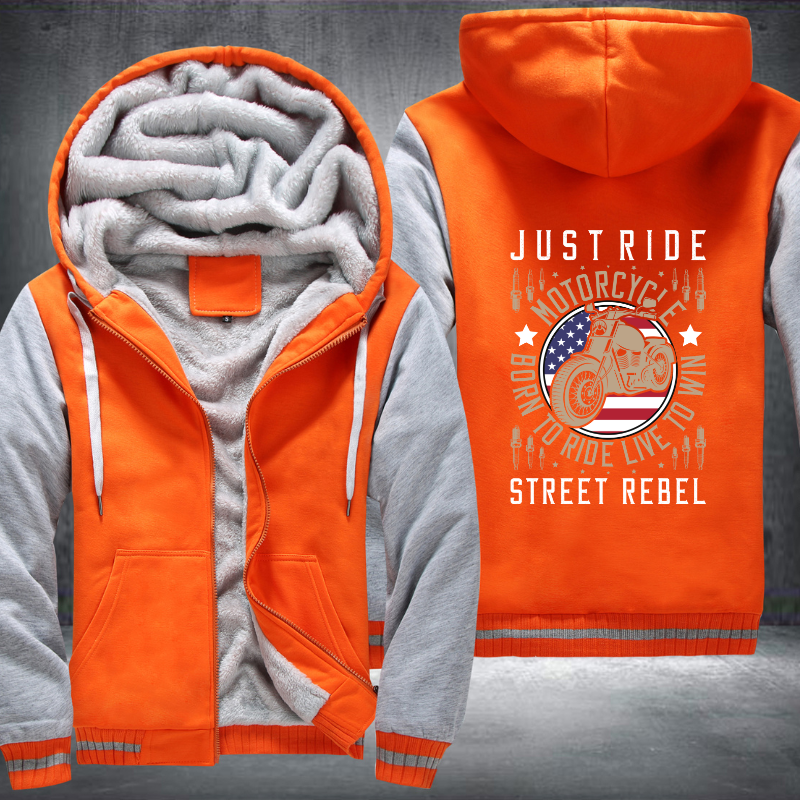 Just Ride Motorcycle Born To Ride Live To Win Fleece Hoodies Jacket