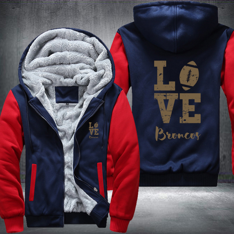 Football Gold Love Broncos Fleece Hoodies Jacket