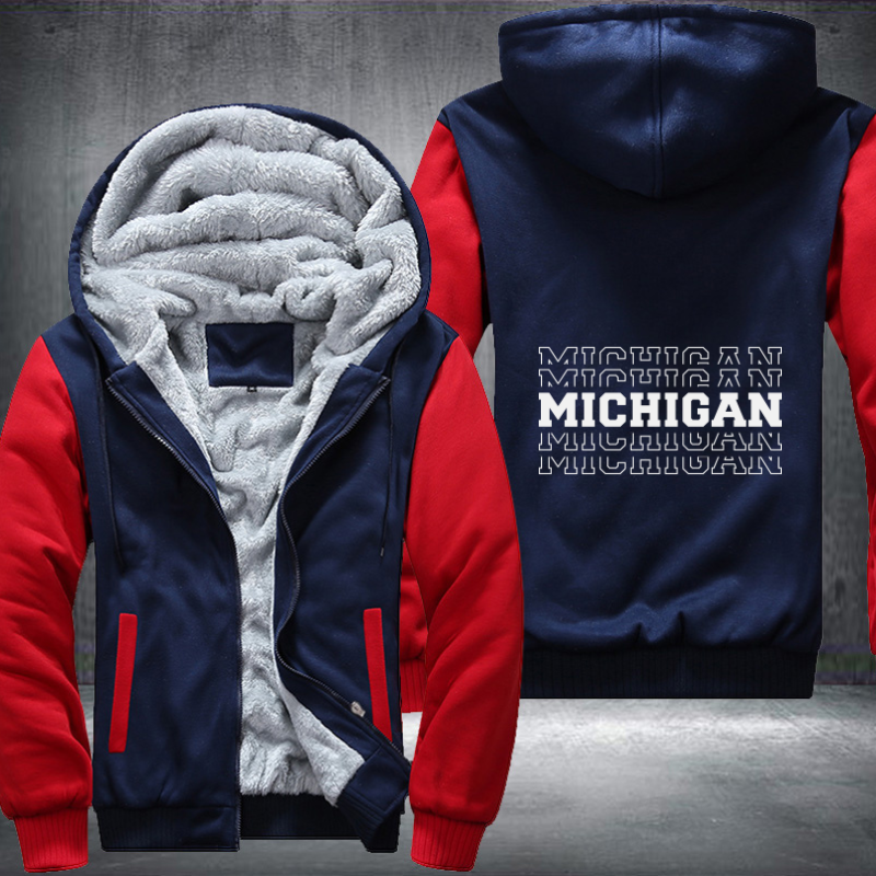 Patriotic USA State Michigan Fleece Hoodies Jacket