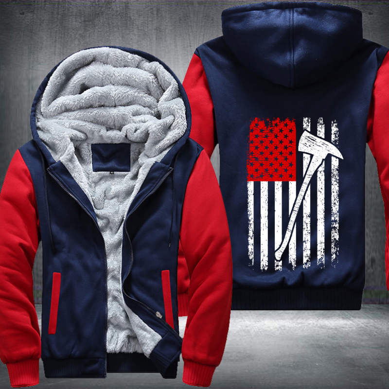 Firefighter American Flag Design Fleece Hoodies Jacket