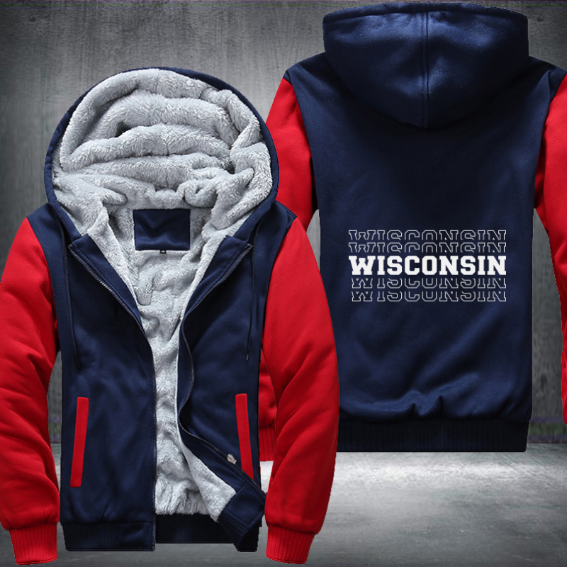 Patriotic USA State Wisconsin Fleece Hoodies Jacket