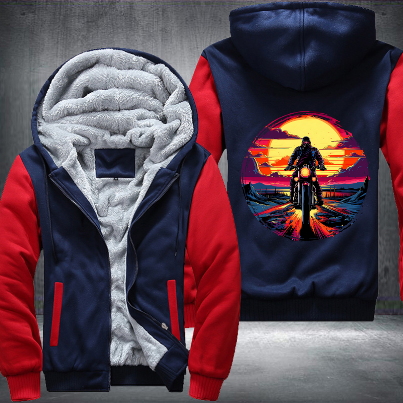 Man Ride Motorcycle Fleece Hoodies Jacket