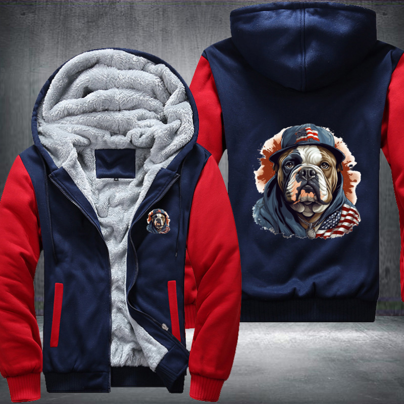 Animal Hiphop Graphic Funny Bulldog Fleece Hoodies Jacket