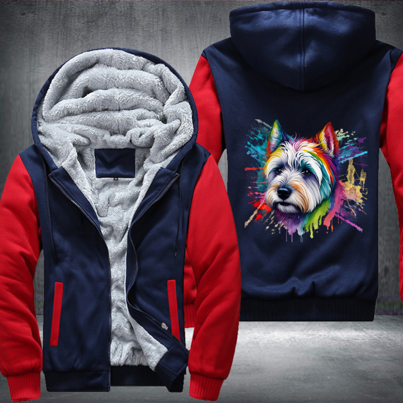 Rainbow West Highland White Terrier Fleece Hoodies Jacket