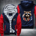 Animal Hiphop Graphic Raccoon With Sunglasses Fleece Hoodies Jacket