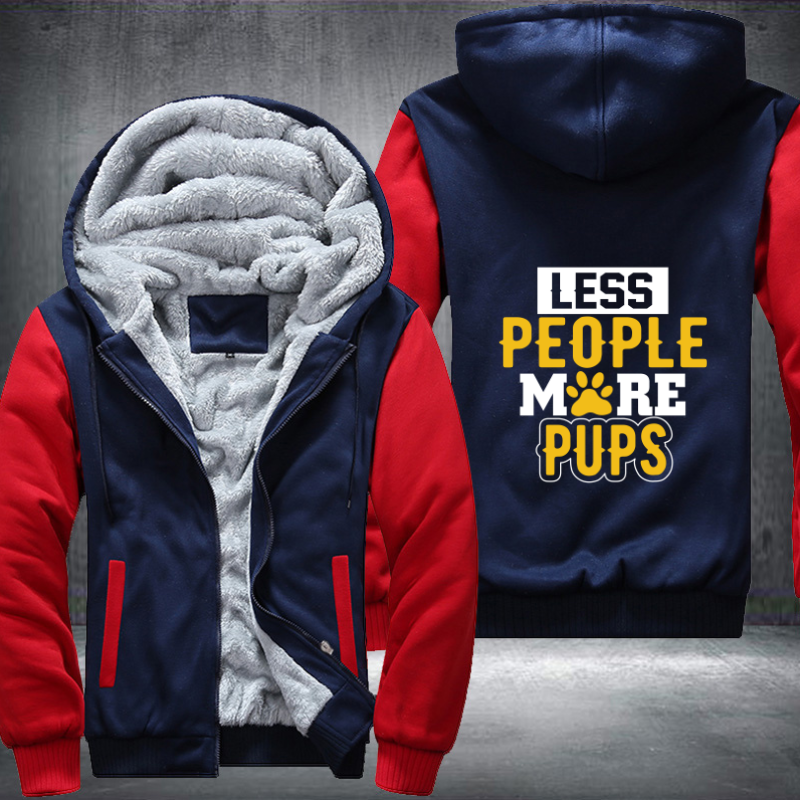 LESS PEOPLE MORE PUPS Fleece Hoodies Jacket