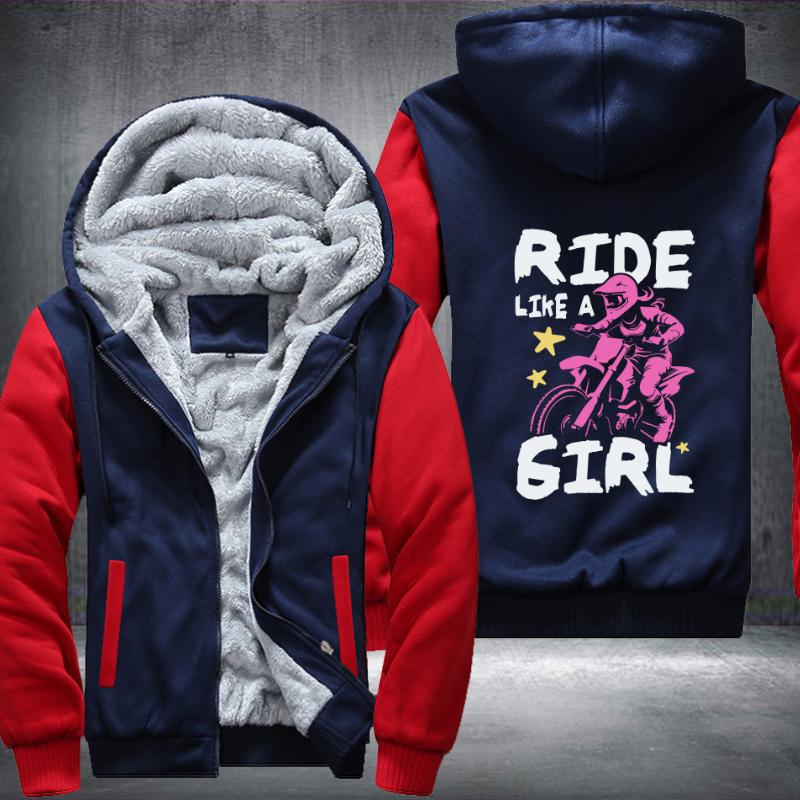 Ride Like A Girl Pattern Fleece Hoodies Jacket