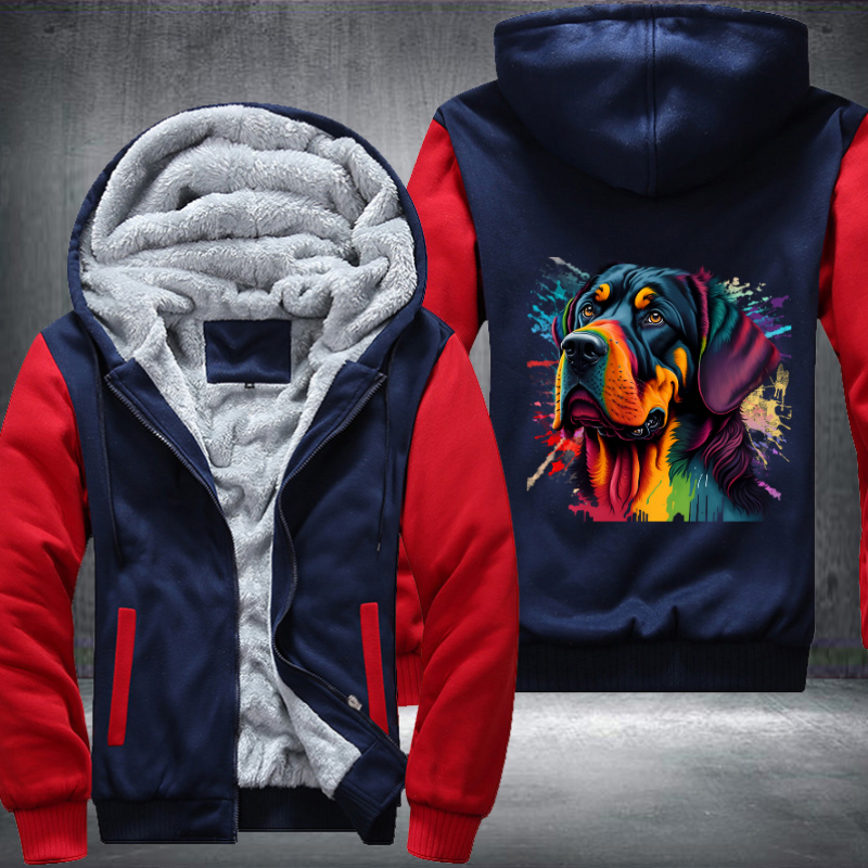 Rainbow Rottweiler dog Watercolour Fleece Hoodies Jacket