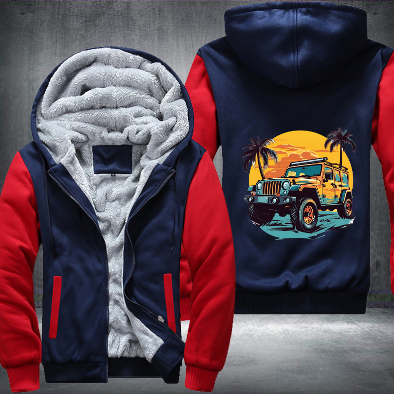 4x4 Car Tackling Sandy Shores Fleece Hoodies Jacket