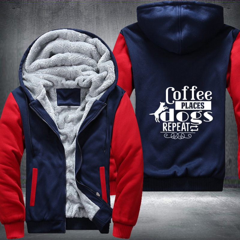 coffee places dogs repeat design Fleece Hoodies Jacket