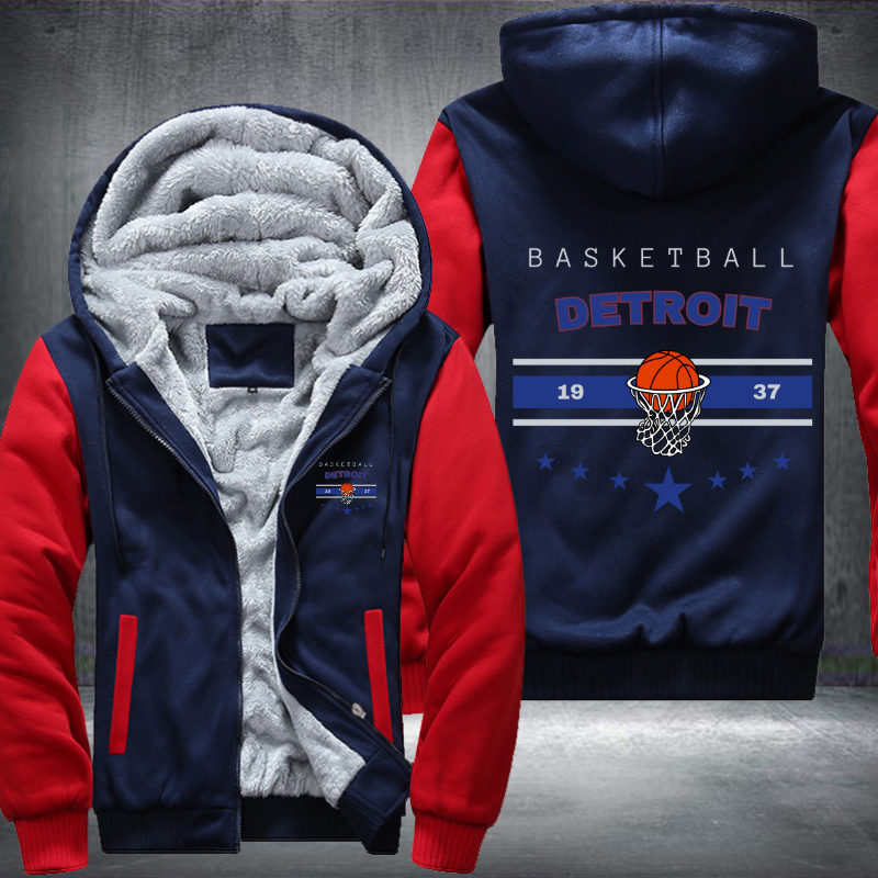 Vintage Basketball DETROIT 1937 Fleece Hoodies Jacket