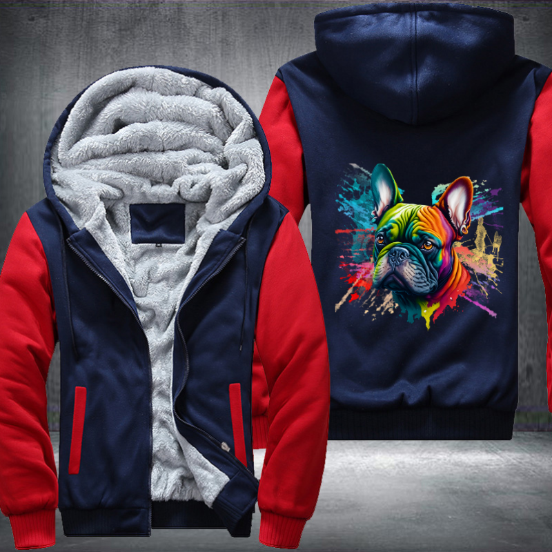 Rainbow beautiful French Bulldog Watercolour Fleece Hoodies Jacket