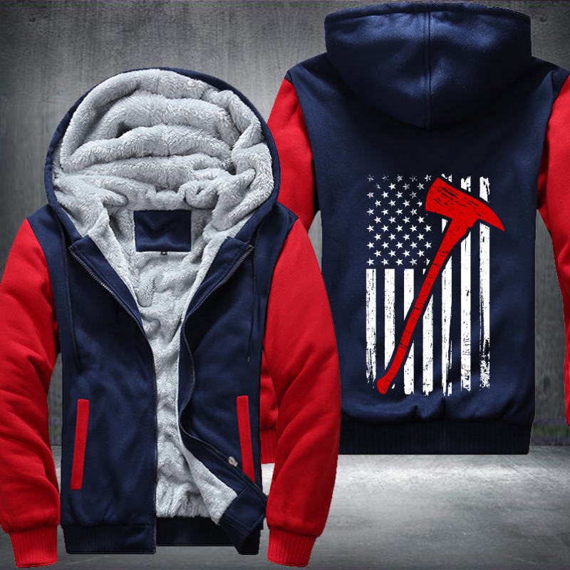 Firefighter American Flag Fleece Hoodies Jacket