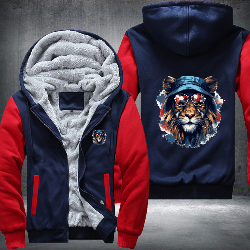 Animal Hiphop Graphic Funny Lion Fleece Hoodies Jacket