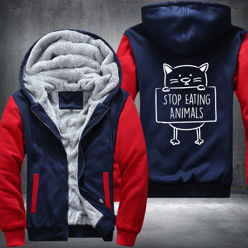 Stop Eating Animals Fleece Hoodies Jacket