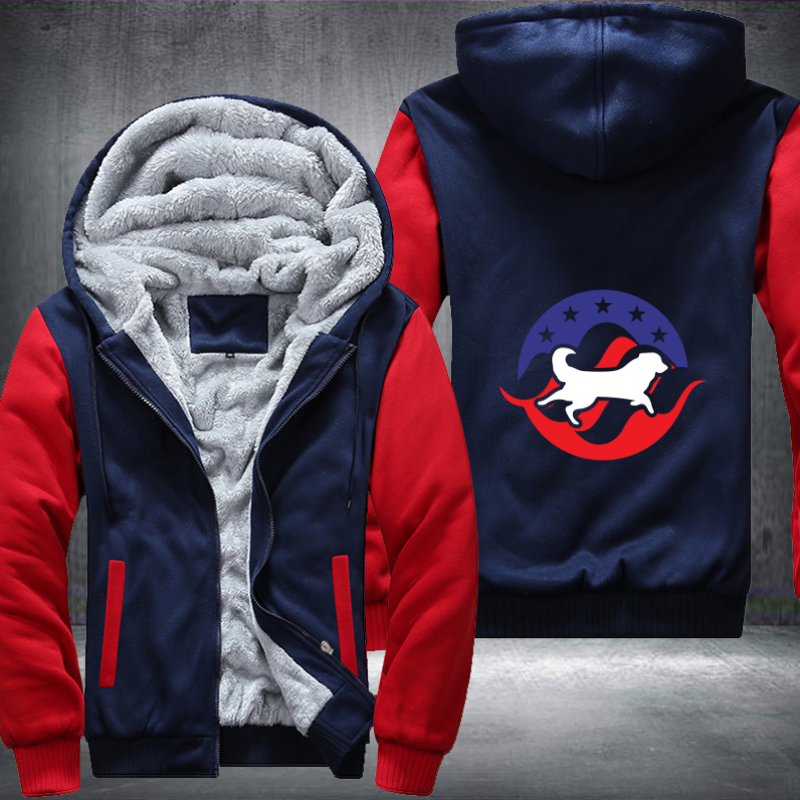 DOG WITH USA FLAG Fleece Hoodies Jacket