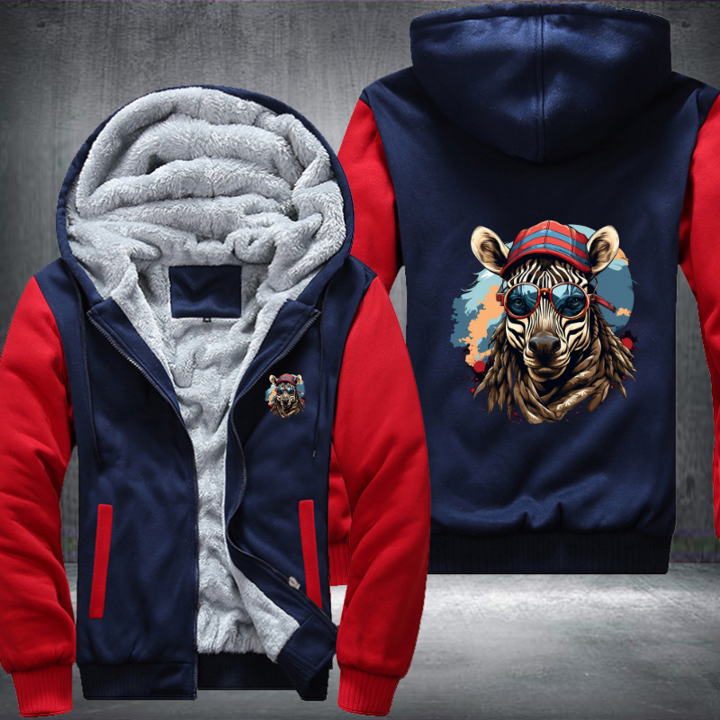 Animal Hiphop Graphic Funny Zebra Fleece Hoodies Jacket