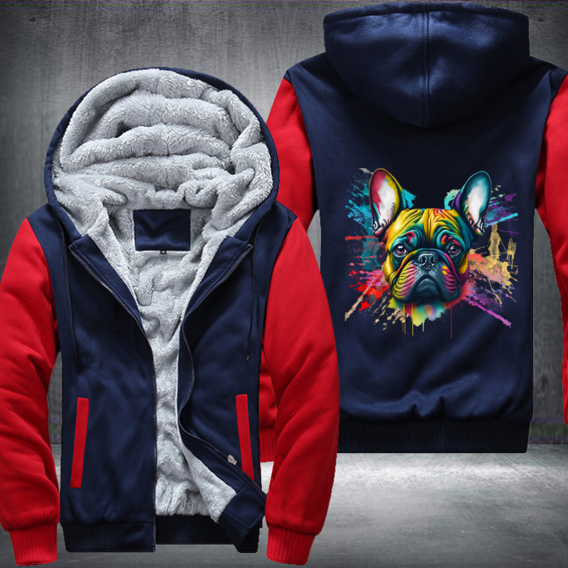 Rainbow French Bulldog Watercolour Fleece Hoodies Jacket