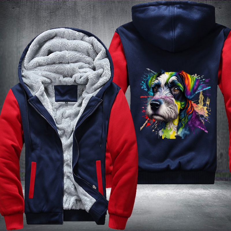 Rainbow Miniature Schnauzer dog Watercolour Fleece Hoodies Jacket