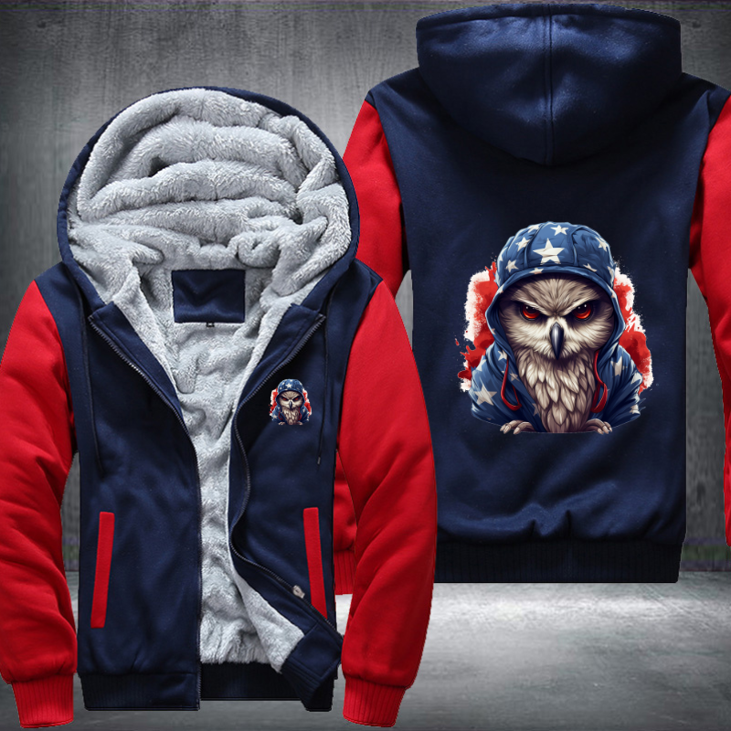 Animal Hiphop Graphic Owl Fleece Hoodies Jacket