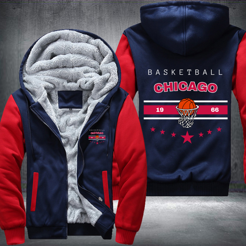 Vintage Basketball CHICAGO 1966 Fleece Hoodies Jacket