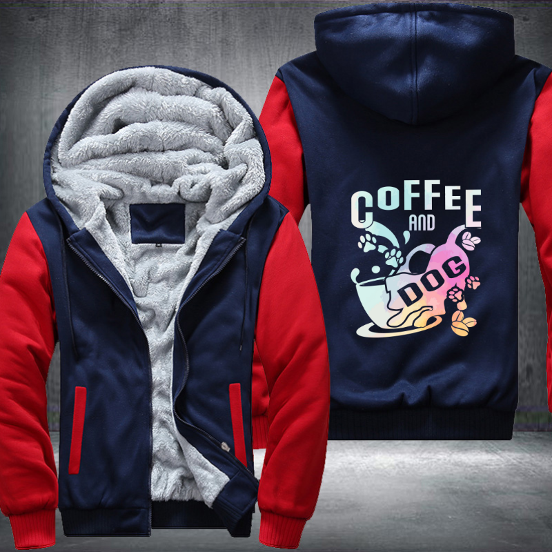 Coffee And Dog Fleece Hoodies Jacket