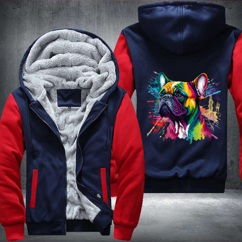 Rainbow cute French Bulldog Watercolour design Fleece Hoodies Jacket