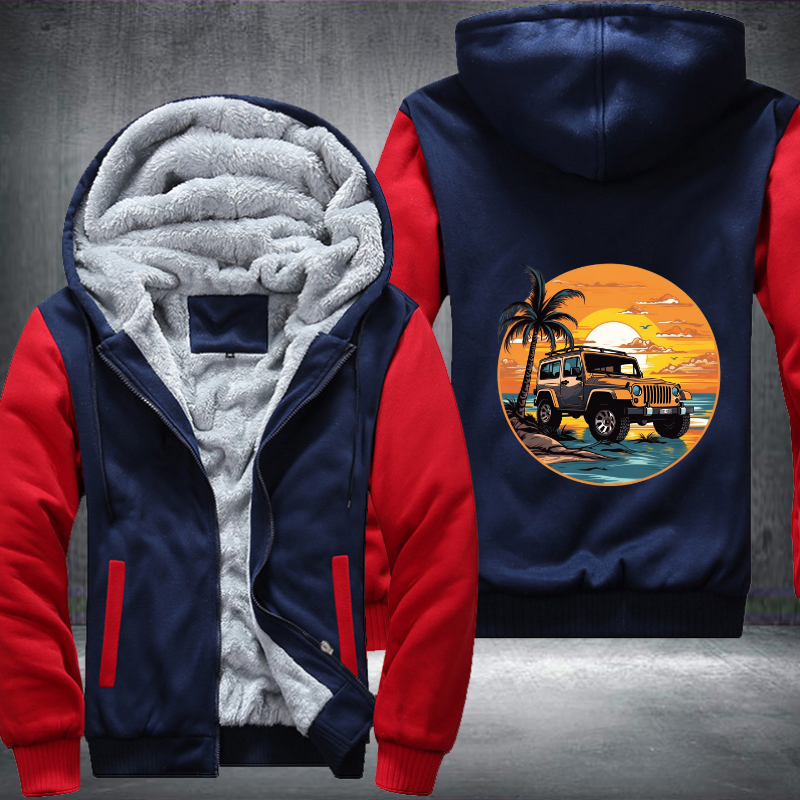 Off-Roading by the Ocean 4x4 car Fleece Hoodies Jacket