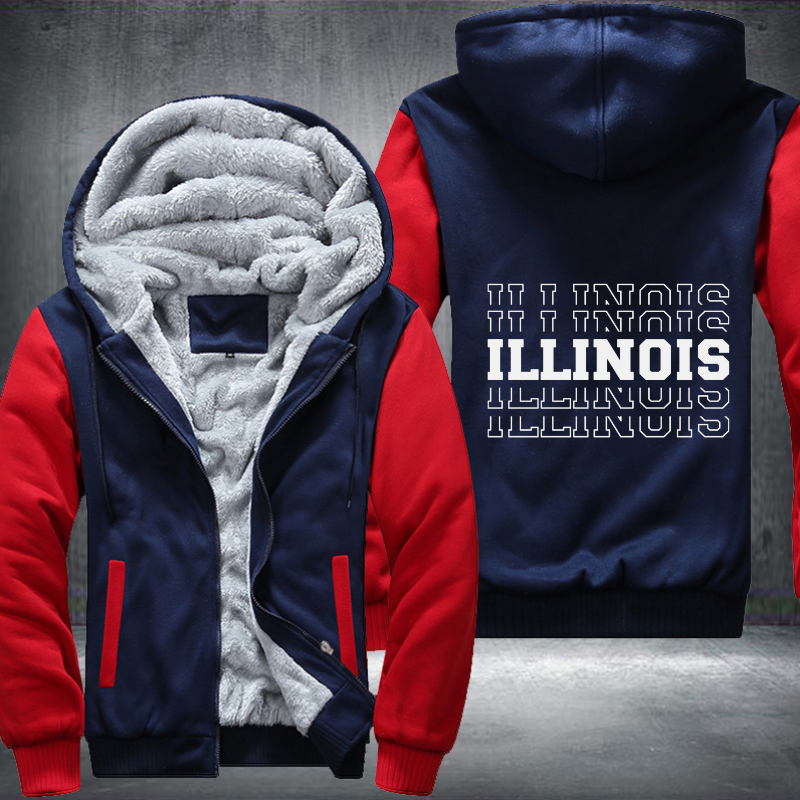 Patriotic USA State Illinois Fleece Hoodies Jacket