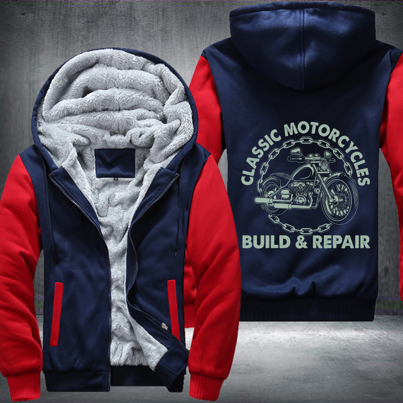 Classic Motorcycles Build Repair Fleece Hoodies Jacket