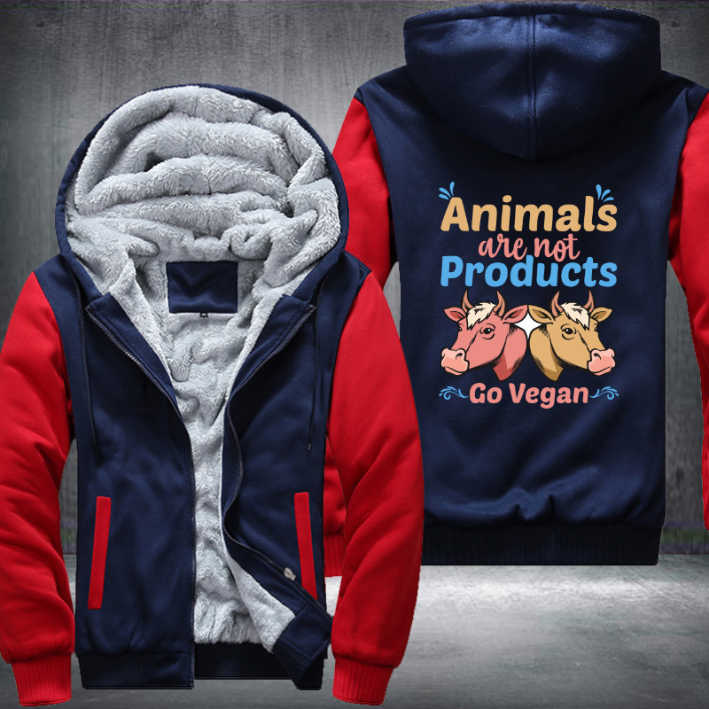 Animals Are Not Products Go Vegan Fleece Hoodies Jacket