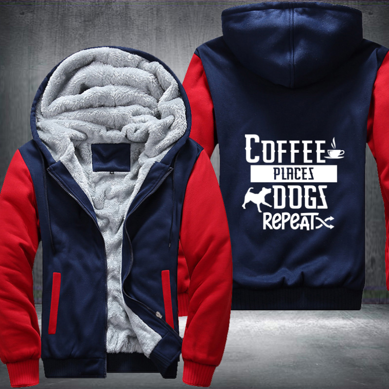 coffee places dogs repeat Fleece Hoodies Jacket