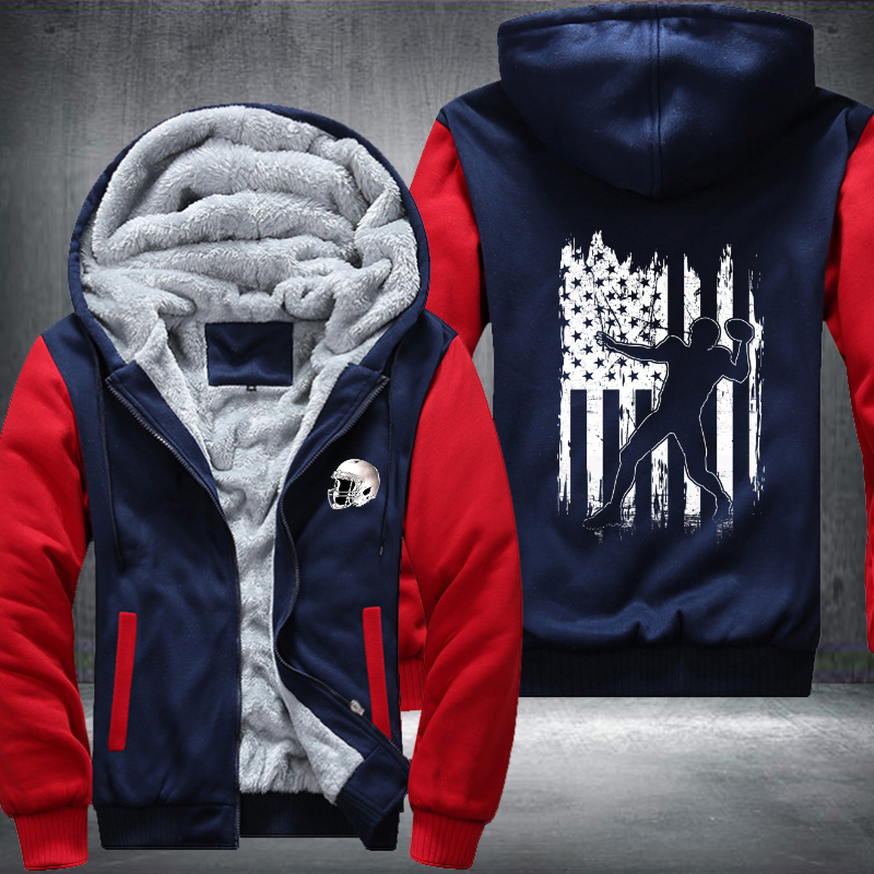 American Football Player USA flag Fleece Hoodies Jacket