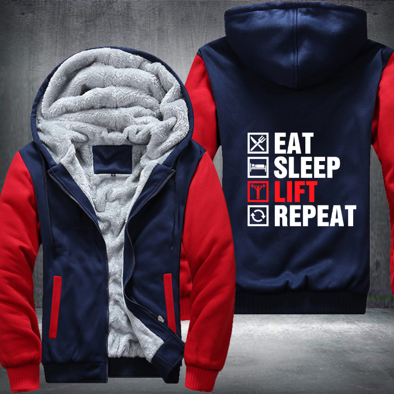 Eat Sleep Lift Repeat Fleece Hoodies Jacket