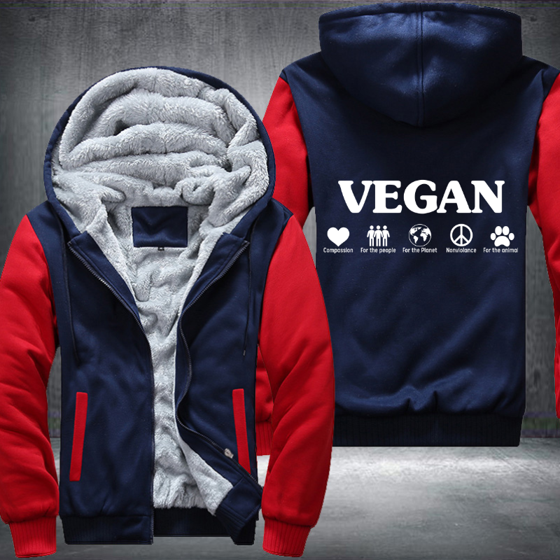 Vegan Design Fleece Hoodies Jacket