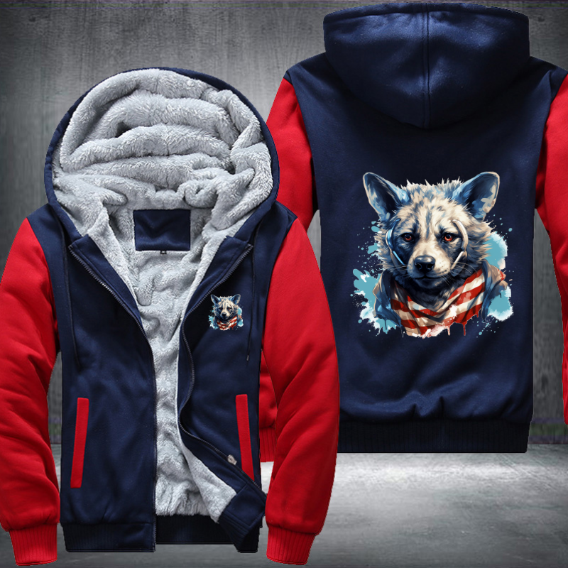 Animal Hiphop Graphic Wolf Fleece Hoodies Jacket