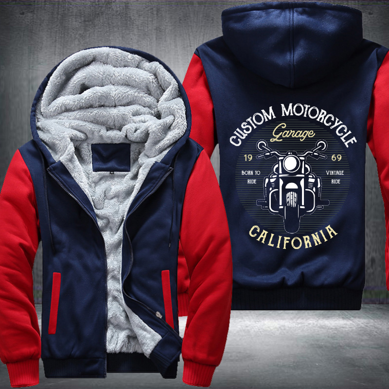 Custom Motorcycle Garage 1969 Fleece Hoodies Jacket