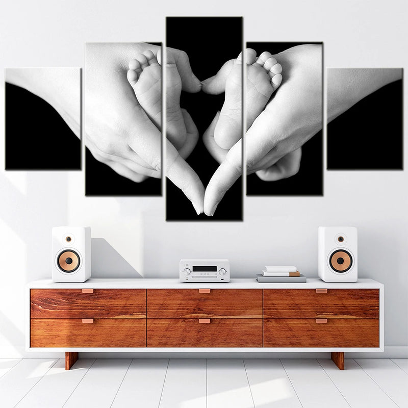 Family Love 5 Panels Painting Canvas Wall Decoration