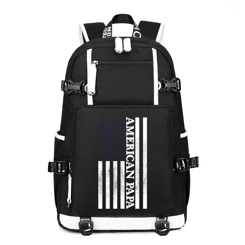 AMERICAN PAPA printing Canvas Backpack