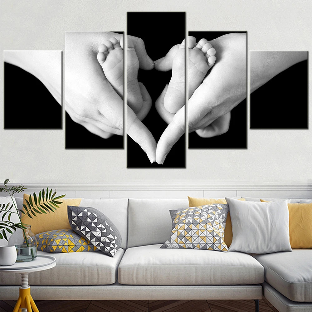 Family Love 5 Panels Painting Canvas Wall Decoration