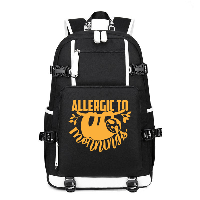 Allergic To Morning printing Canvas Backpack
