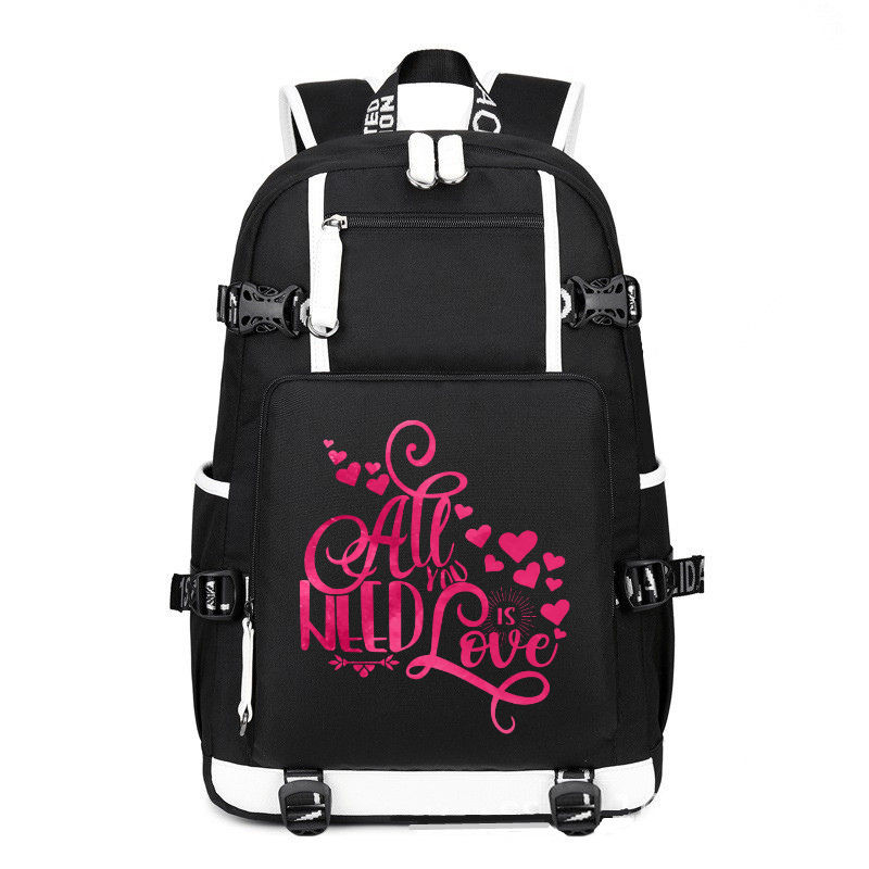 All You Need Is Love printing Canvas Backpack