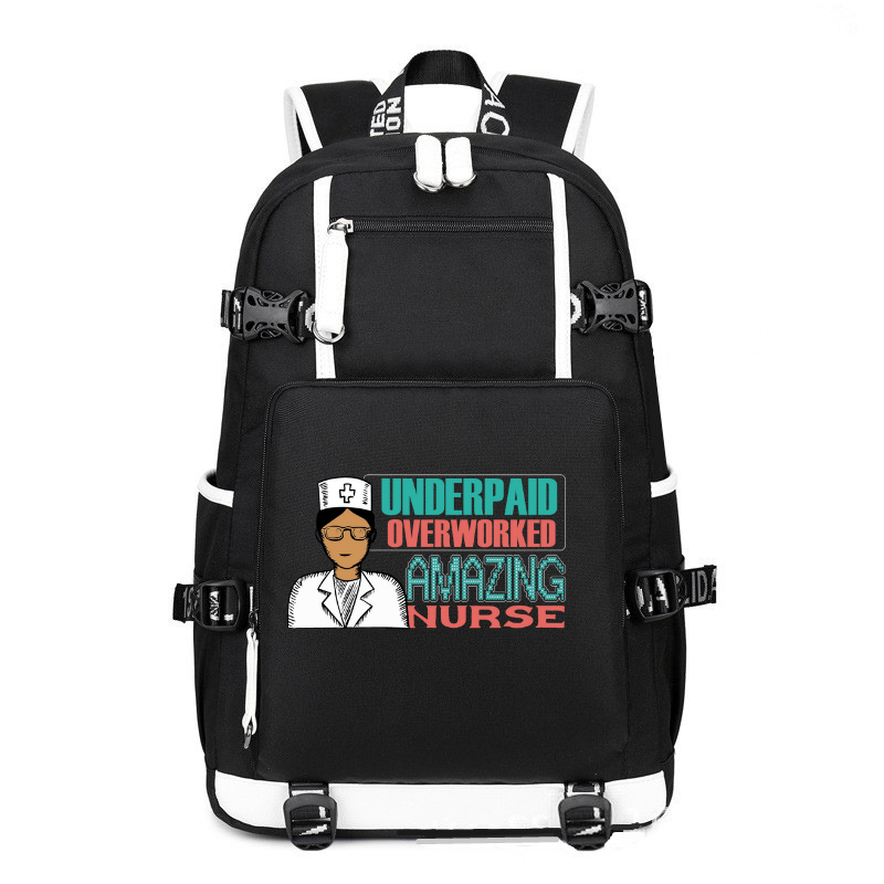 Underpaid Overworked Amazing Nurse printing Canvas Backpack