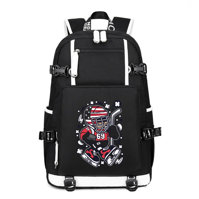 American Hockey printing Canvas Backpack
