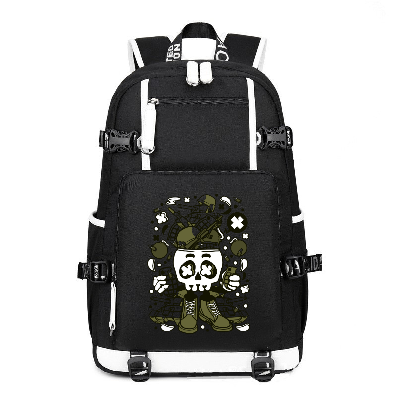 Army Skull printing Canvas Backpack